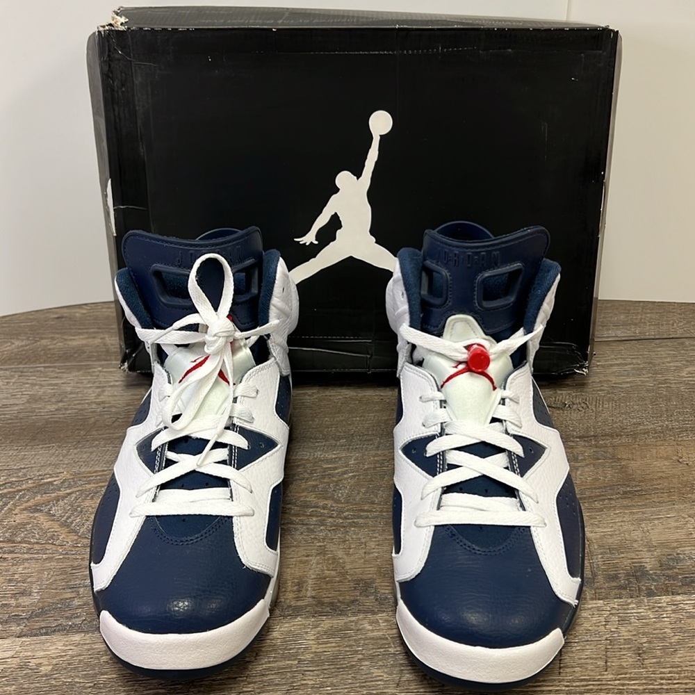 Air Jordan 6 Retro “Olympic” White Midnight Navy Varsity Red – Men’s Size 10